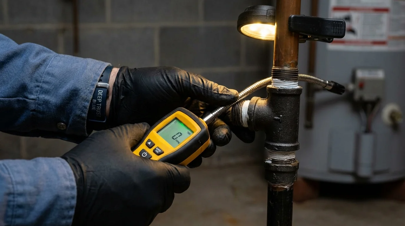 Gas leak detection with electronic sniffer by Johns Plumbing LLC in Stockville