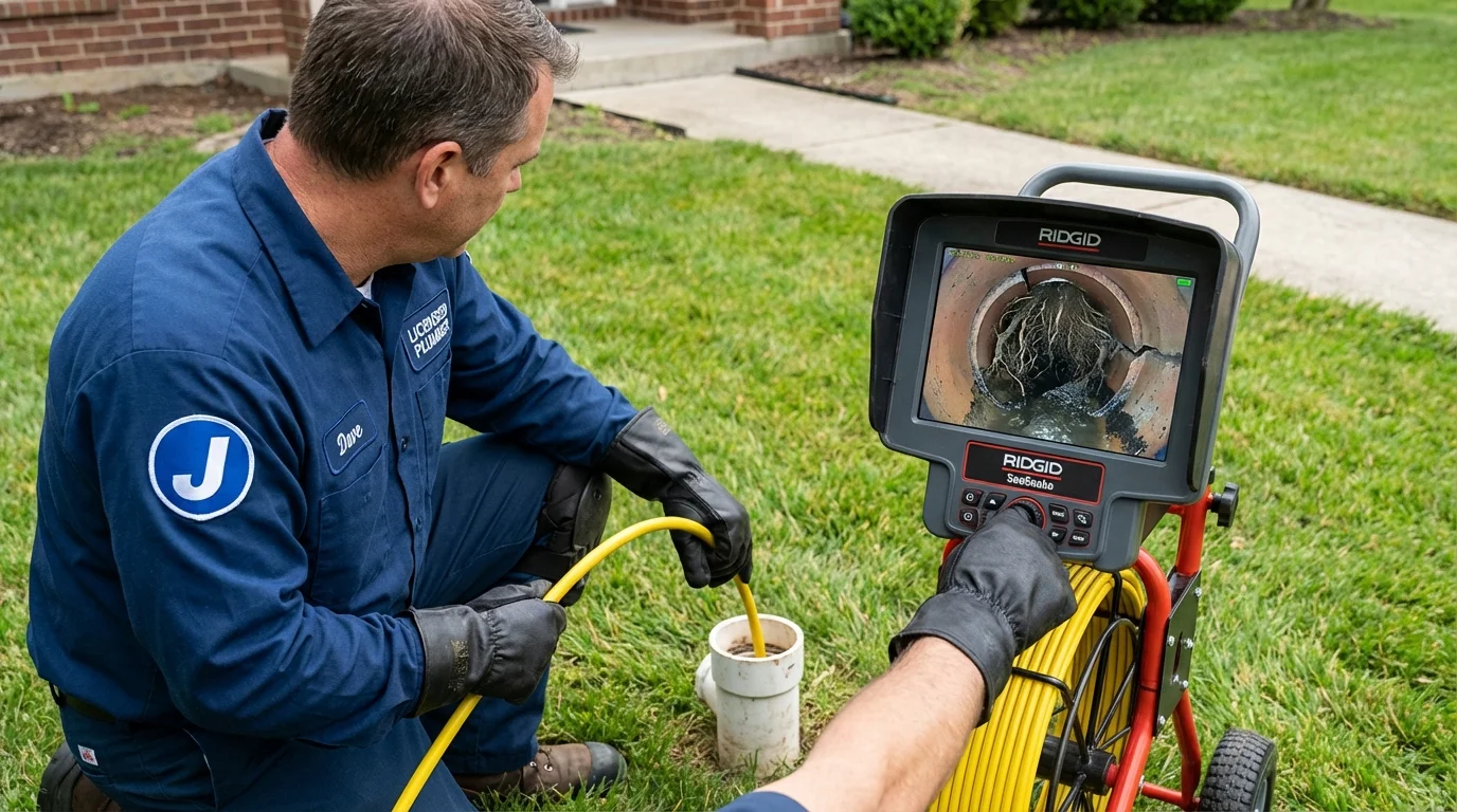 Sewer camera inspection being performed by Johns Plumbing LLC in Stockville