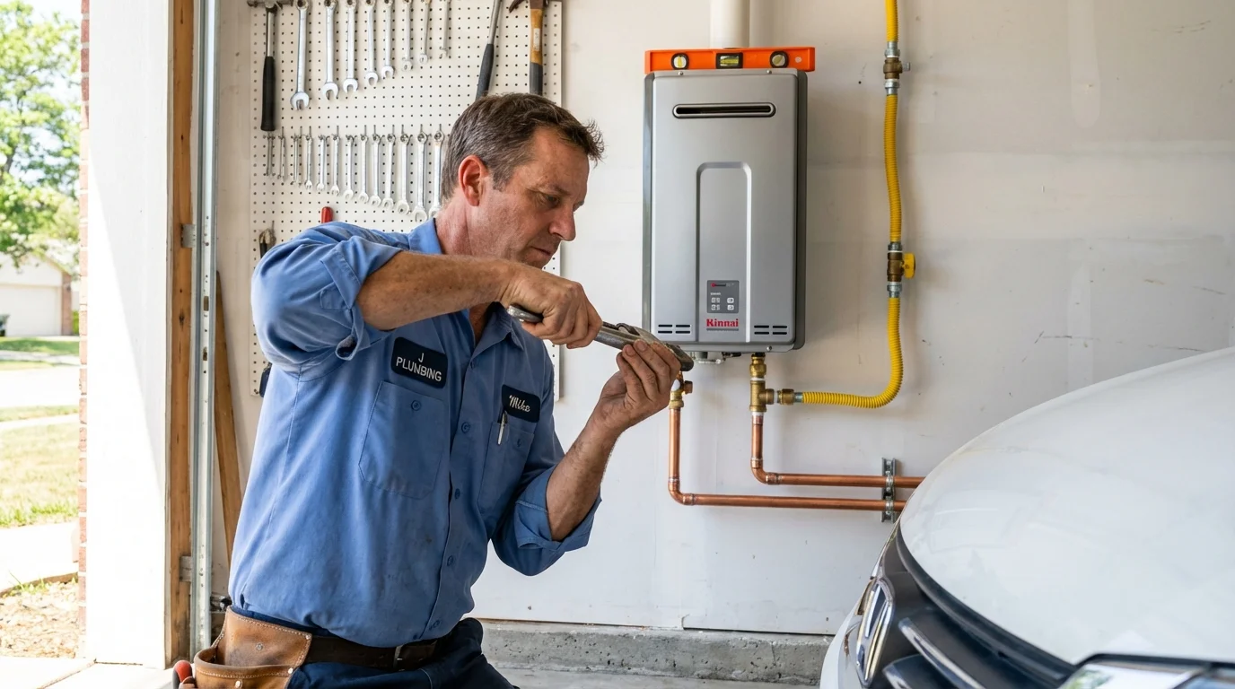 Tankless water heater installation by a Johns Plumbing LLC plumber in Stockville